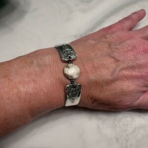 Elegant Silver Spoon Ring Floral Bracelet